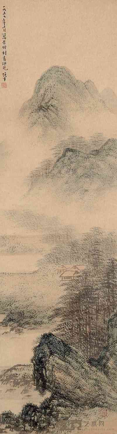 黎雄才 山水 立轴 108×30cm